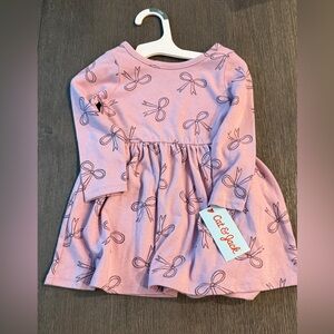 Cat & Jack Girls’ Long Sleeve Lavender Bow Print Dress, 18M